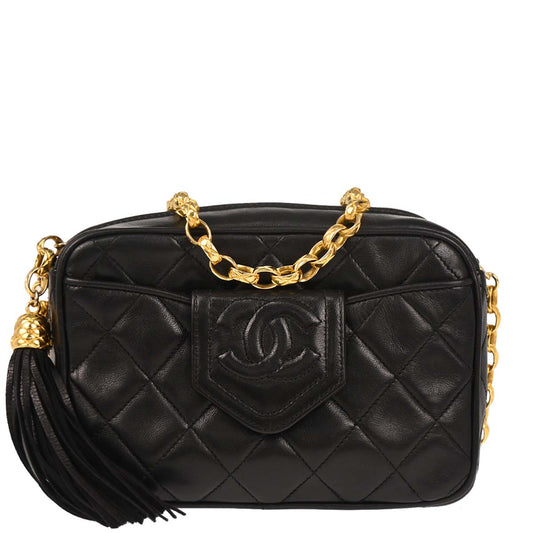 Chanel 1989-1991 Black Lambskin Camera Bag Mini