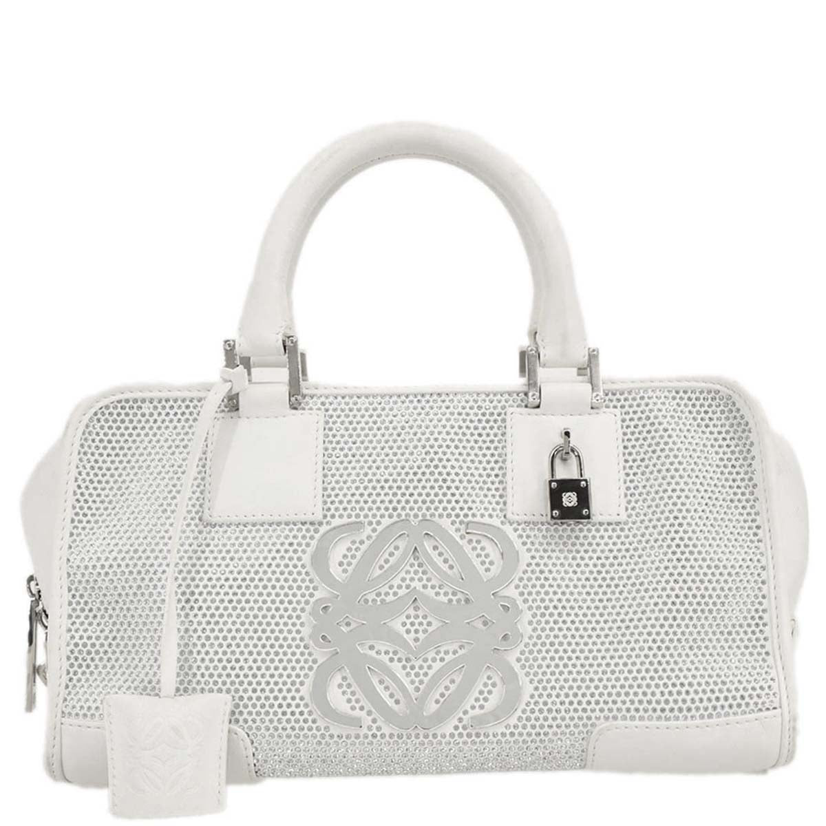 Loewe 2008 White Leather Sequins Amazona 28 Handbag
