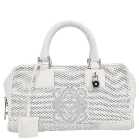 Loewe 2008 White Leather Sequins Amazona 28 Handbag