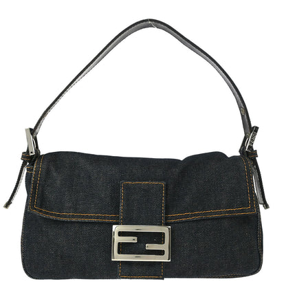 Fendi Blue Denim Baguette Handbag
