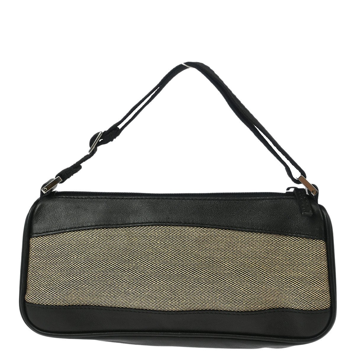 Gucci Black Leather Canvas Pouch Handbag