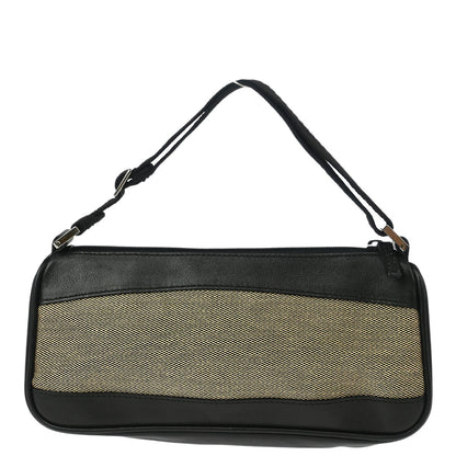 Gucci Black Leather Canvas Pouch Handbag