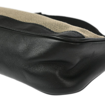 Gucci Black Leather Canvas Pouch Handbag