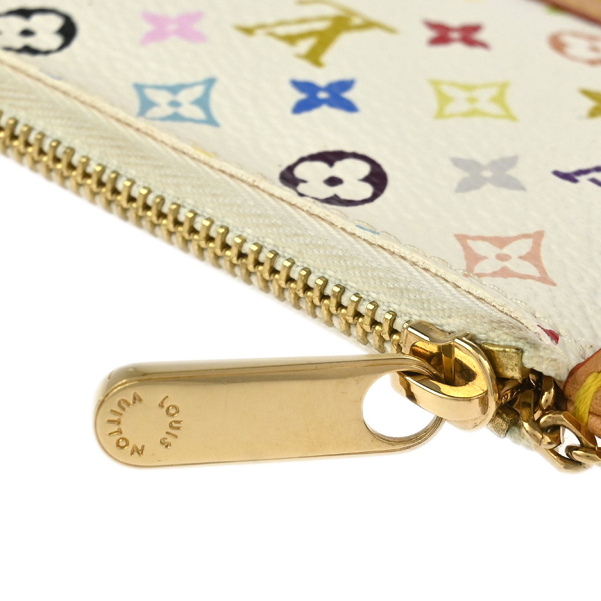 Louis Vuitton 2003 White Multicolor Pochette Cles Coin Purse M92655