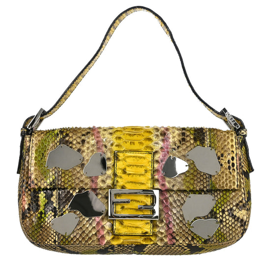 Fendi * Beige Python Baguette Handbag
