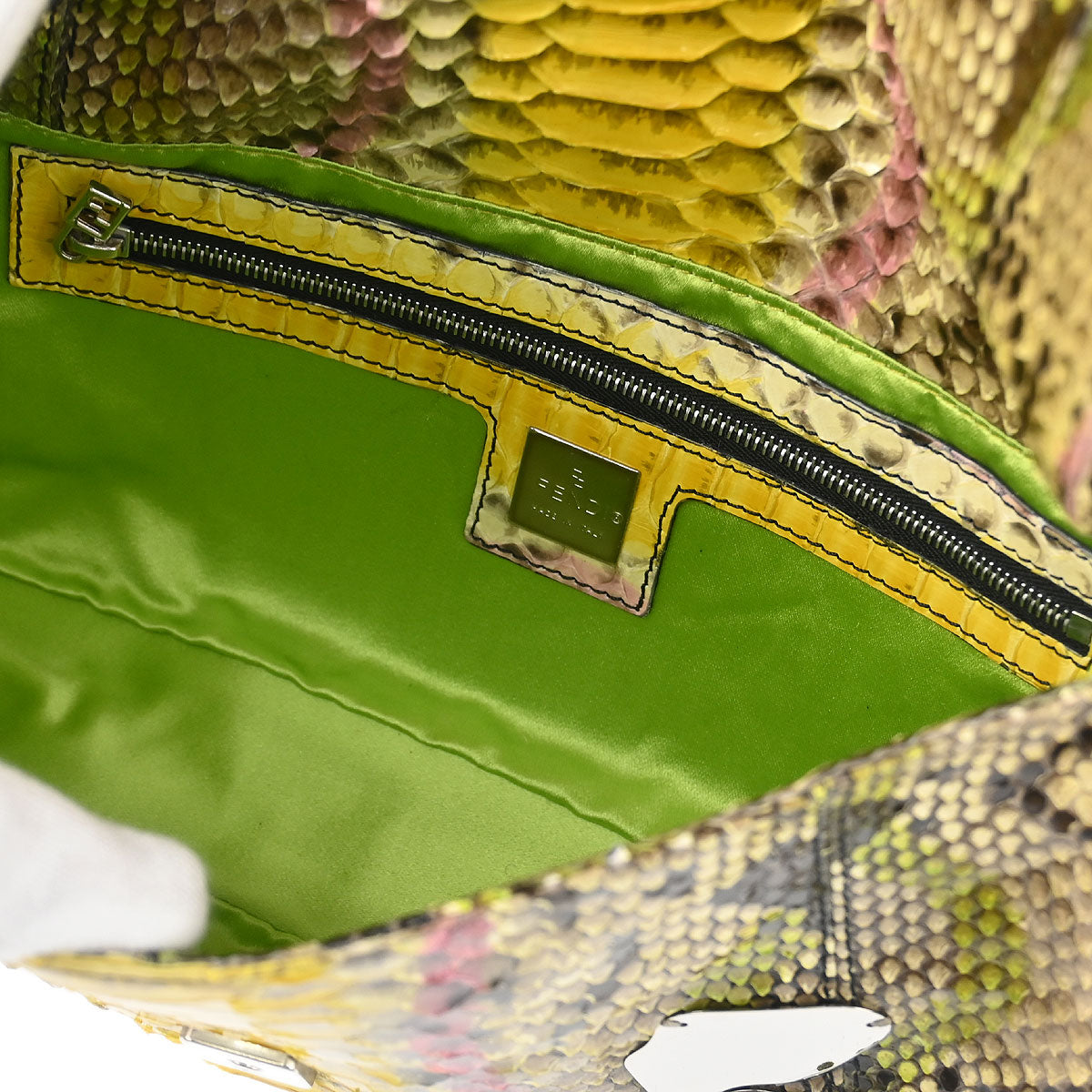 Fendi * Beige Python Baguette Handbag