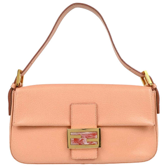 Fendi Pink Leather Baguette Handbag