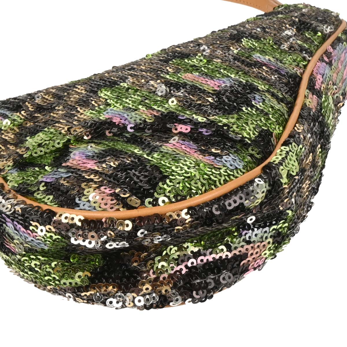 Christian Dior Green Black Sequins Saddle Handbag