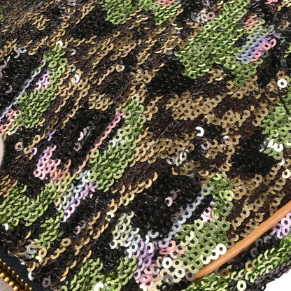 Christian Dior Green Black Sequins Saddle Handbag