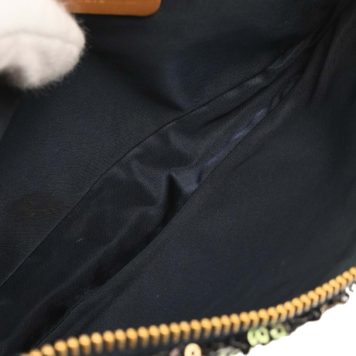 Christian Dior Green Black Sequins Saddle Handbag