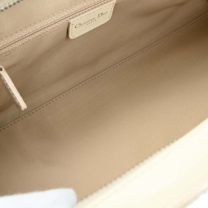 Christian Dior 2005 White Canvas Embroidered Flower Trotter Handbag