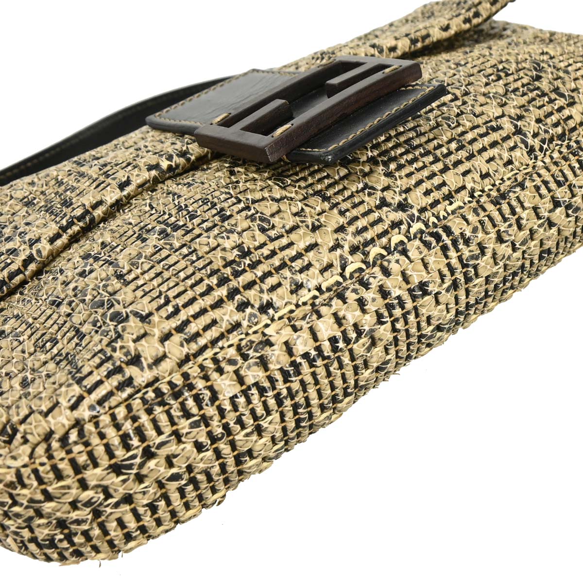 Fendi * Beige Python Baguette Handbag