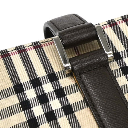 Burberry Beige Canvas Burberry Check Tote Handbag