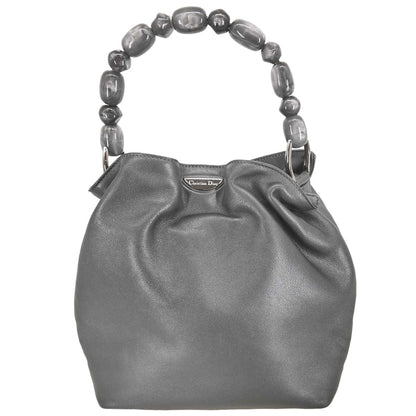 Christian Dior 1999 Metallic Gray Leather Malice Handbag