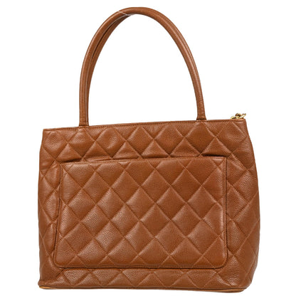 Chanel 2000-2002 Brown Caviar Medallion Tote Handbag