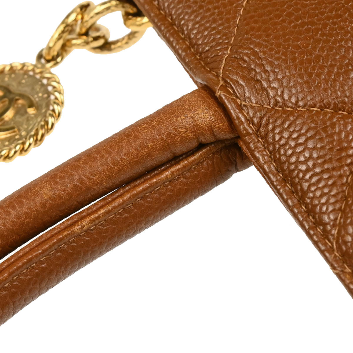 Chanel 2000-2002 Brown Caviar Medallion Tote Handbag