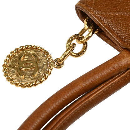 Chanel 2000-2002 Brown Caviar Medallion Tote Handbag