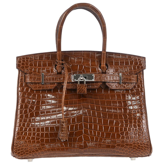 Hermes * 2009 Miel Porosus Birkin 30 Handbag