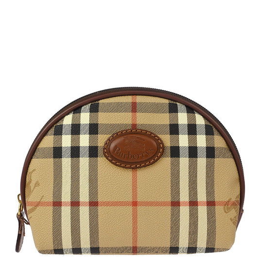Burberrys Beige PVC House Check Pouch Bag Purse