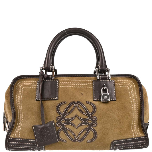 Loewe Beige Suede Amazona 28 Handbag