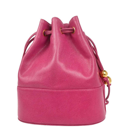 Chanel 1991-1994 Pink Caviar Bucket Drawstring Shoulder Bag