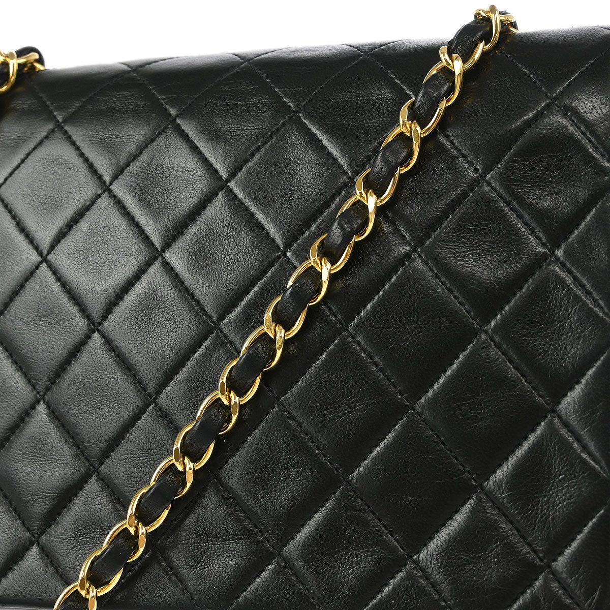 Chanel 1991-1994 Black Lambskin Classic Square Flap Shoulder Bag