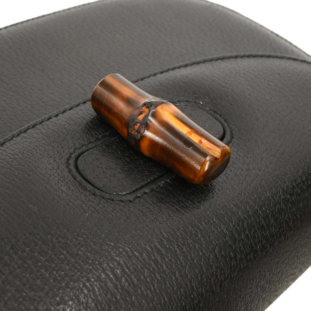 Gucci Black Pigskin Bamboo 2way Shoulder Handbag