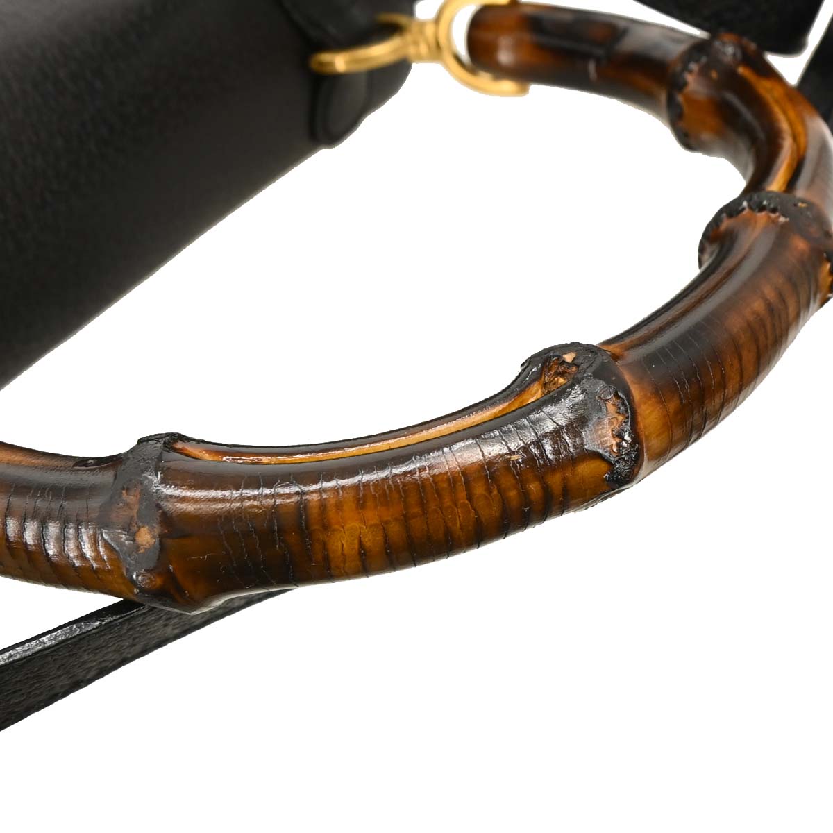Gucci Black Pigskin Bamboo 2way Shoulder Handbag