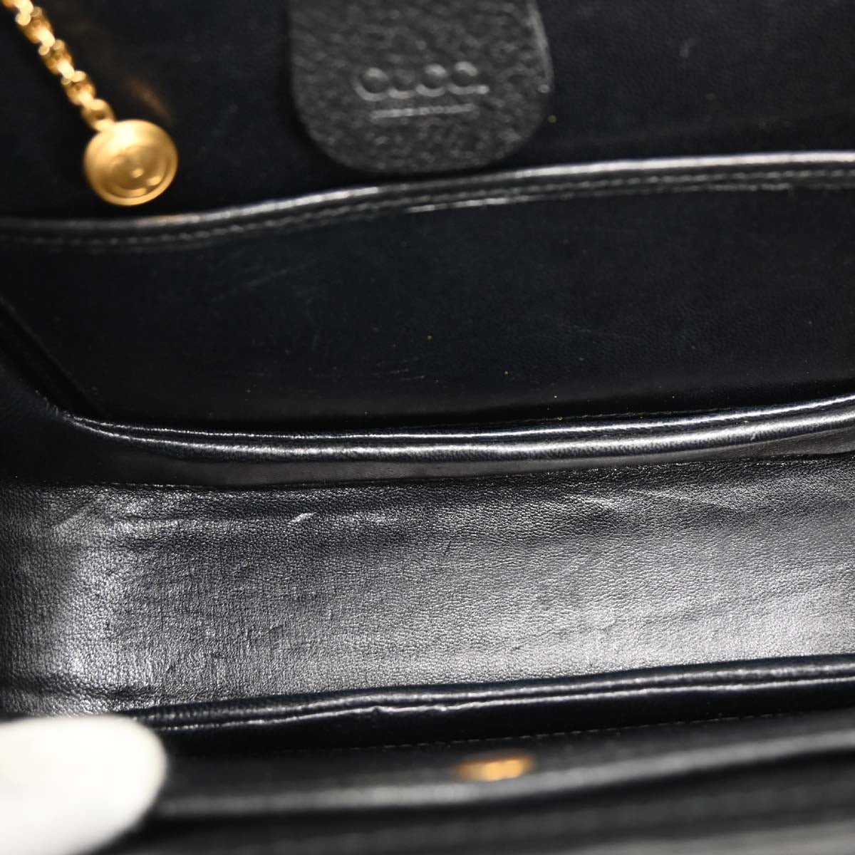 Gucci Black Pigskin Bamboo 2way Shoulder Handbag