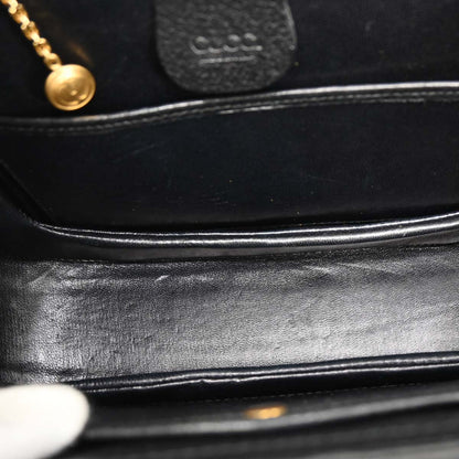 Gucci Black Pigskin Bamboo 2way Shoulder Handbag