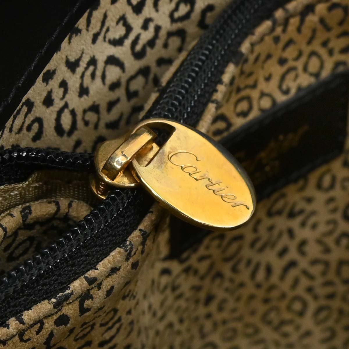 Cartier Black Leather Panthere Handbag