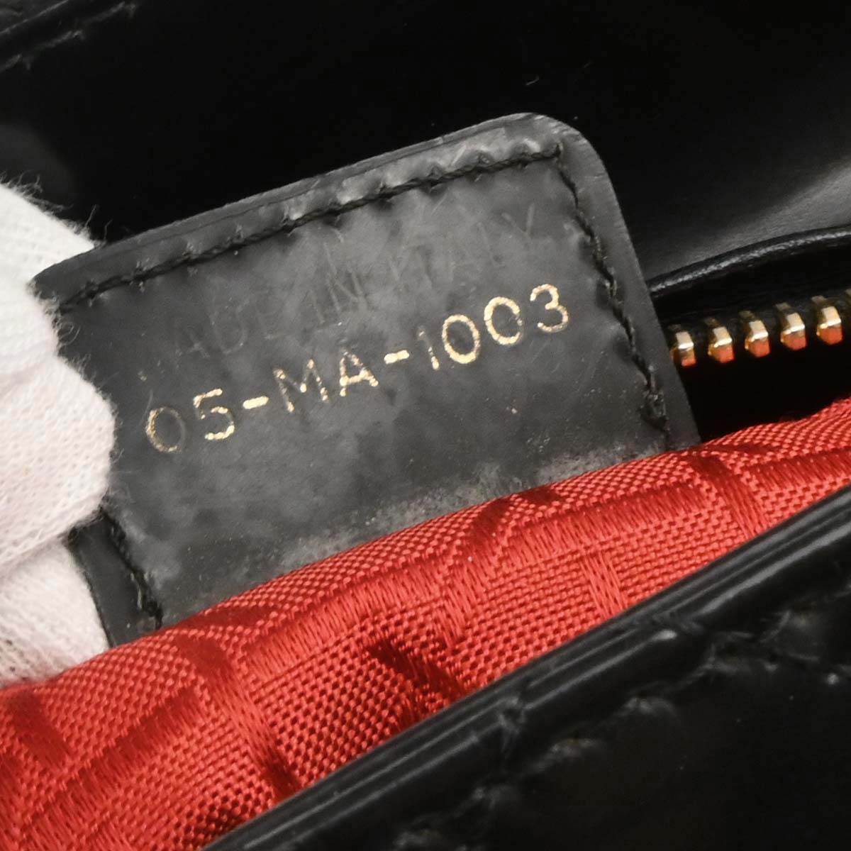 Christian Dior Black Patent Lady Dior Cannage Handbag