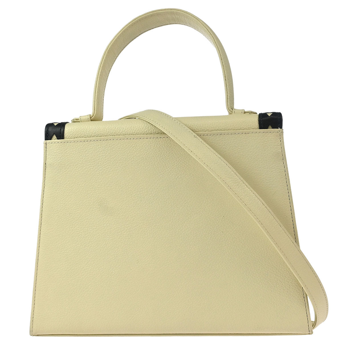 Yves Saint Laurent White Navy Leather 2way Shoulder Handbag