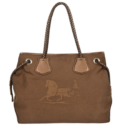 Celine Brown Canvas Tote Handbag