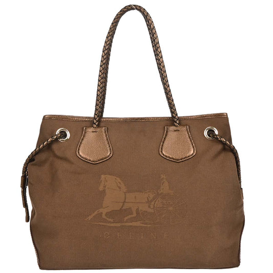 Celine Brown Canvas Tote Handbag