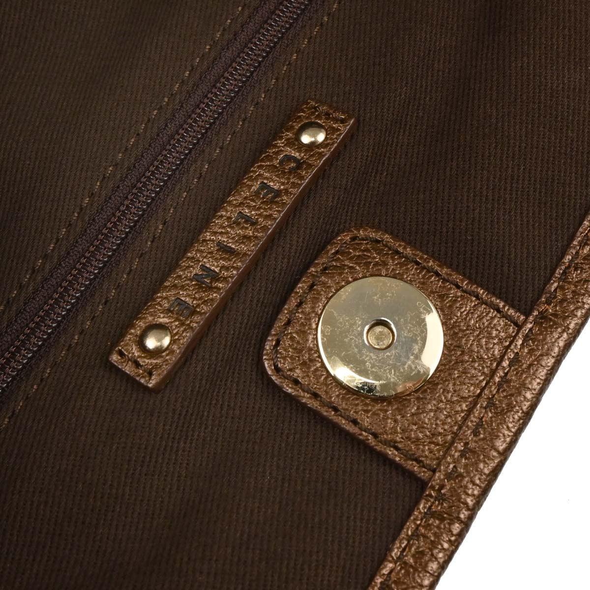 Celine Brown Canvas Tote Handbag