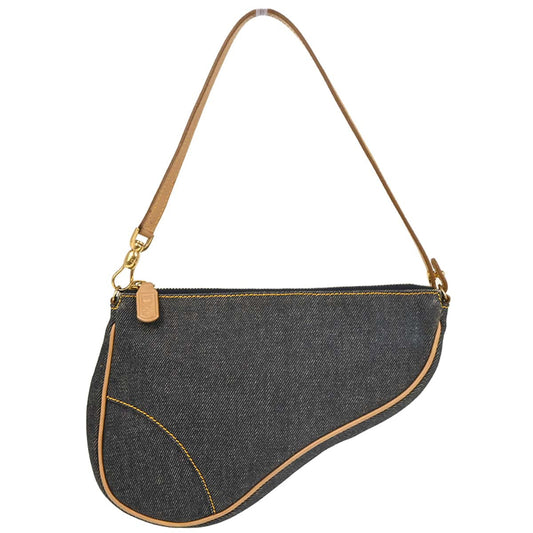 Christian Dior 2002 Navy Denim Saddle Handbag
