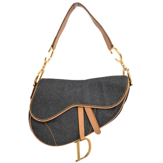 Christian Dior 2001 Navy Denim Saddle Handbag