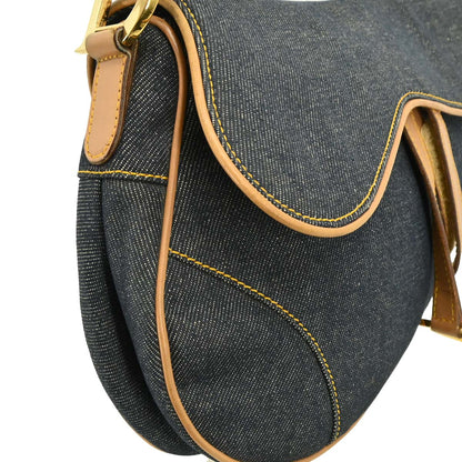Christian Dior 2001 Navy Denim Saddle Handbag