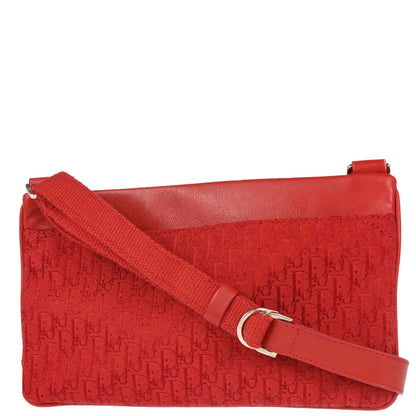 Christian Dior 2003 Red Canvas Trotter Shoulder Bag