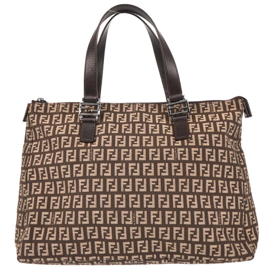 Fendi Brown Canvas Zucchino Tote Handbag