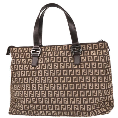 Fendi Brown Canvas Zucchino Tote Handbag