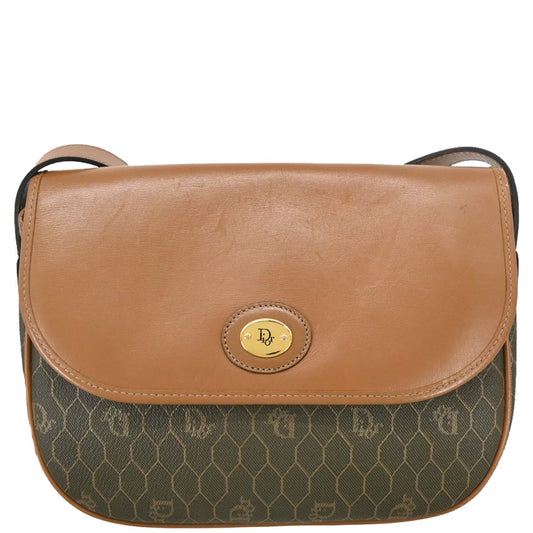 Christian Dior Brown Leather Honeycomb Shoulder Bag