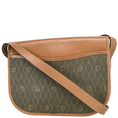 Christian Dior Brown Leather Honeycomb Shoulder Bag