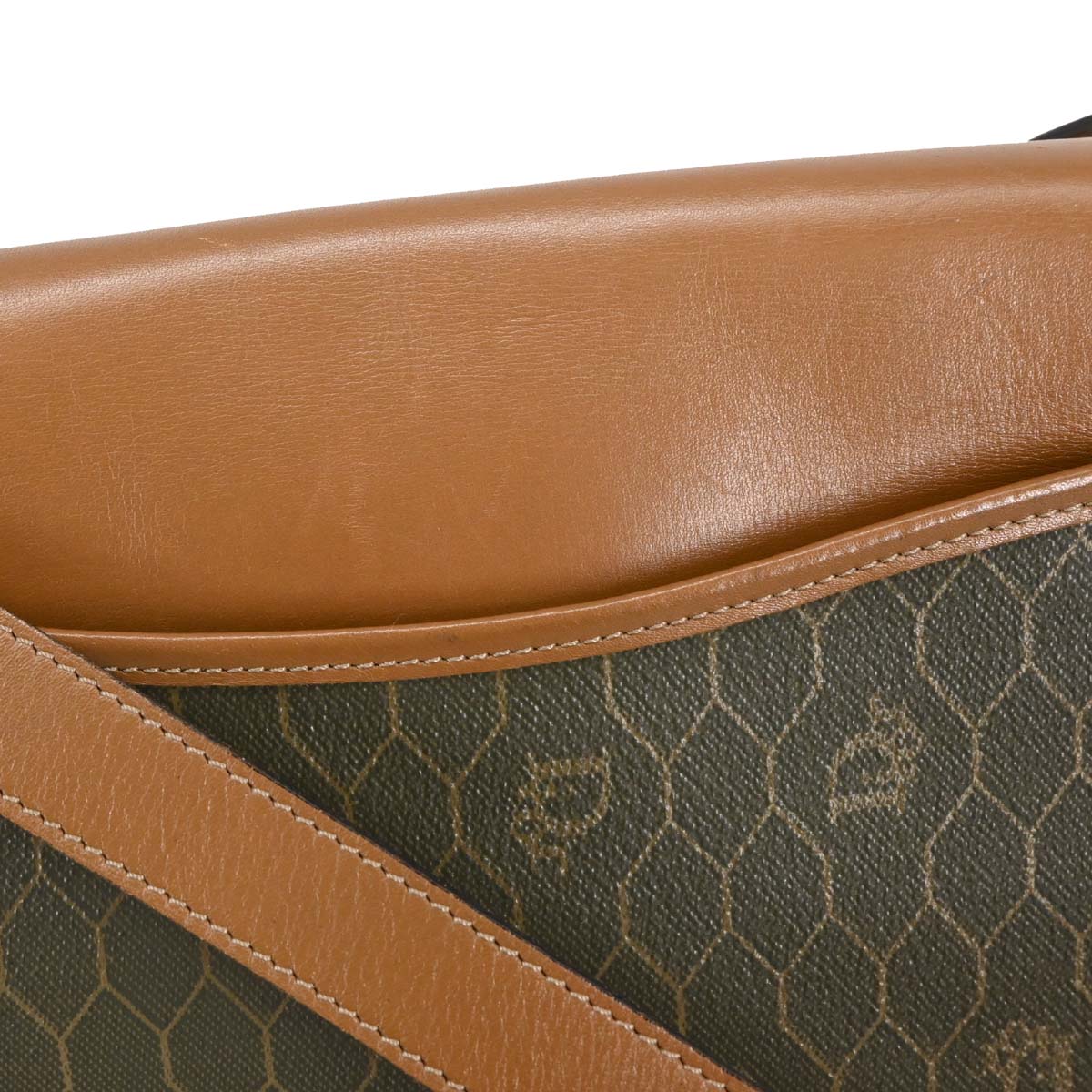 Christian Dior Brown Leather Honeycomb Shoulder Bag