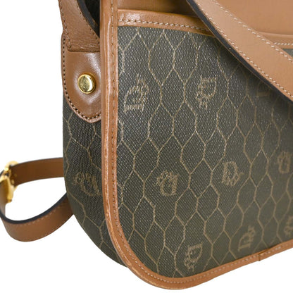 Christian Dior Brown Leather Honeycomb Shoulder Bag