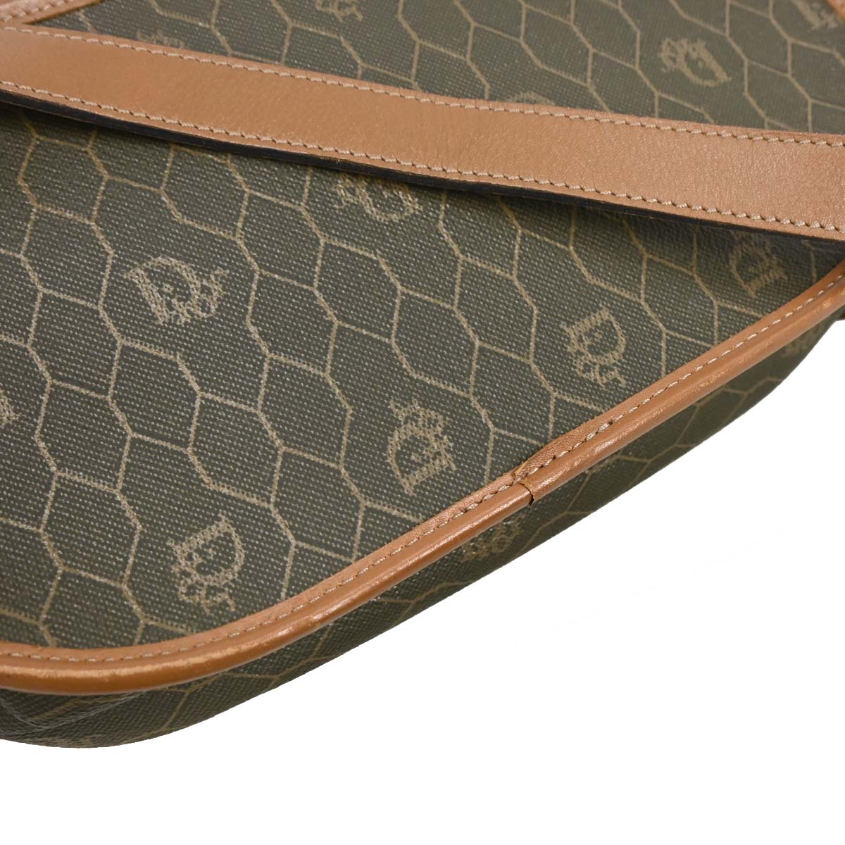 Christian Dior Brown Leather Honeycomb Shoulder Bag