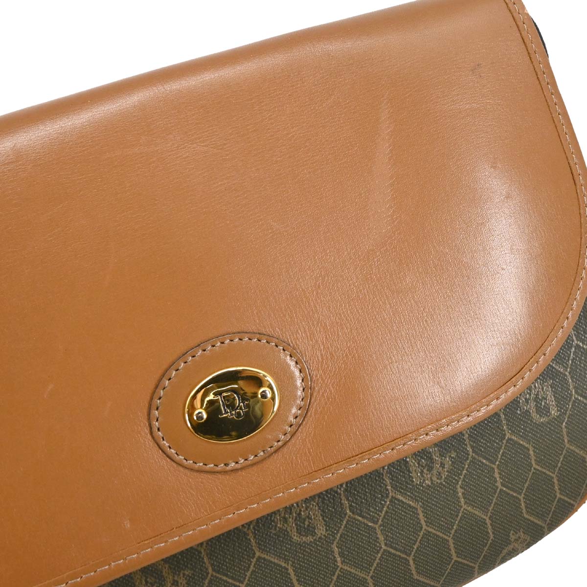 Christian Dior Brown Leather Honeycomb Shoulder Bag