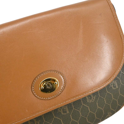 Christian Dior Brown Leather Honeycomb Shoulder Bag
