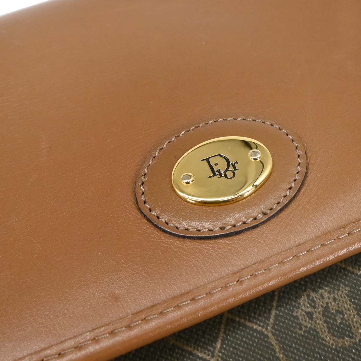 Christian Dior Brown Leather Honeycomb Shoulder Bag